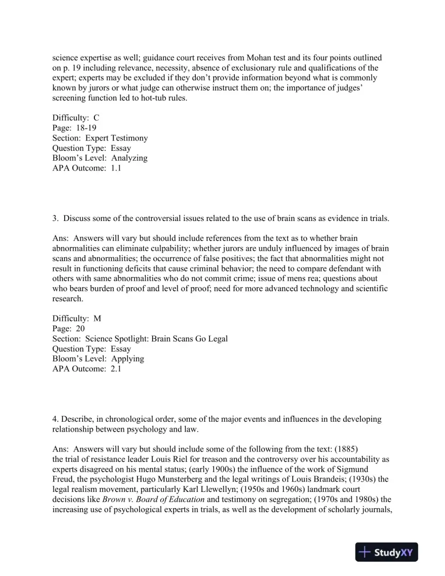 forensic and Legal Psychology Canadian Edition Test Bank, page 3