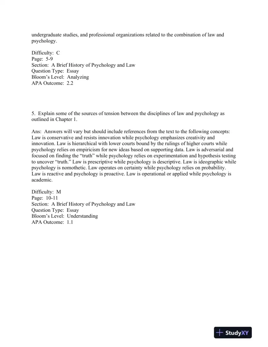 forensic and Legal Psychology Canadian Edition Test Bank, page 4