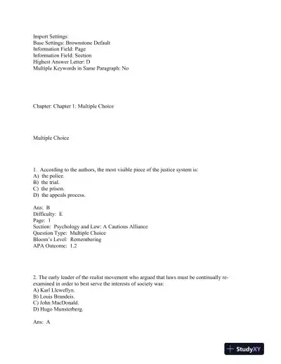 forensic and Legal Psychology Canadian Edition Test Bank - Page 5 preview image