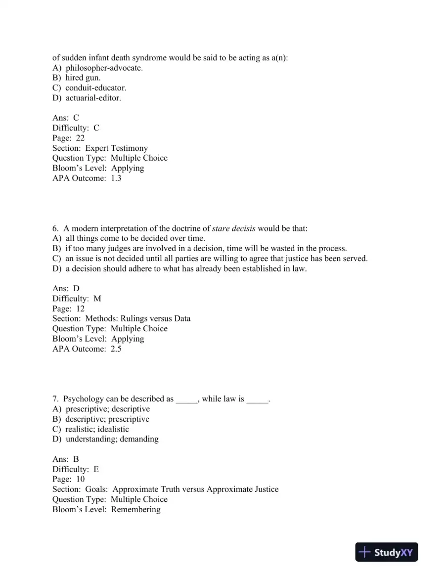 forensic and Legal Psychology Canadian Edition Test Bank, page 7
