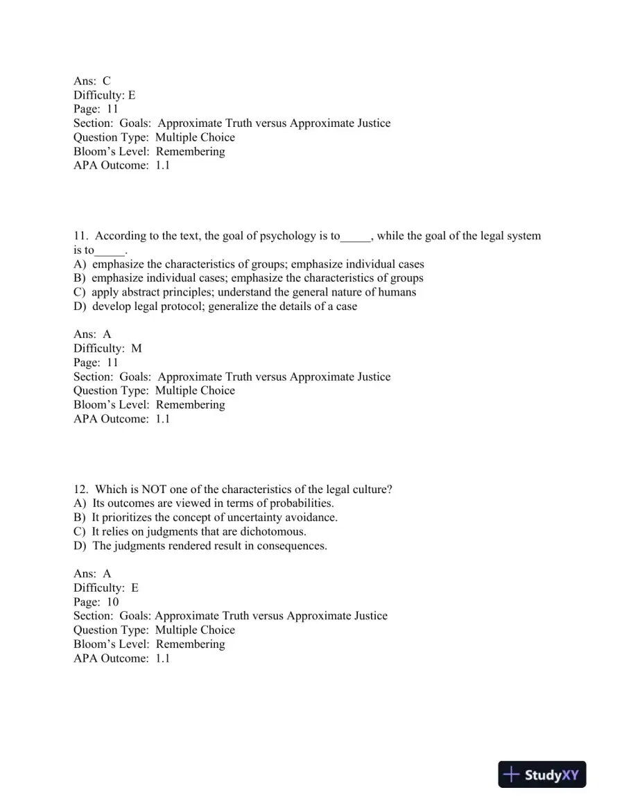 forensic and Legal Psychology Canadian Edition Test Bank, page 9