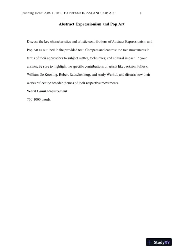 Abstract Expressionism and Pop Art - Page 1 preview image