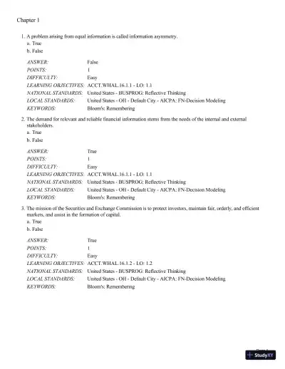 Test Bank For Intermediate Accounting: Reporting and Analysis, 3rd Edition - Page 1 preview image