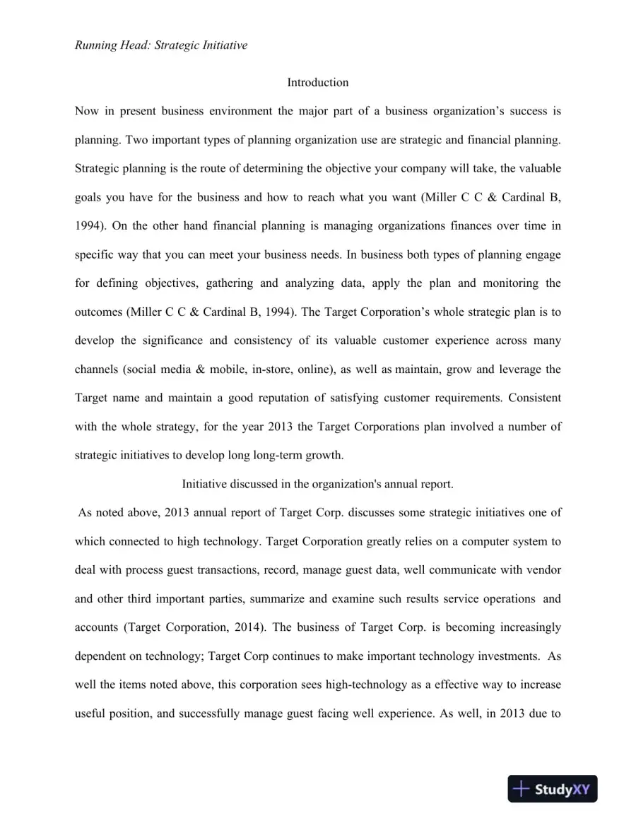 The Role of Strategic and Financial Planning in Long-Term Growth: A Case Study of Target Corporation�s 2013 Technology Initiative, page 3