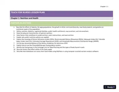 Lecture Notes for Williams' Essentials of Nutrition and Diet Therapy, 12th Edition - Page 1 preview image