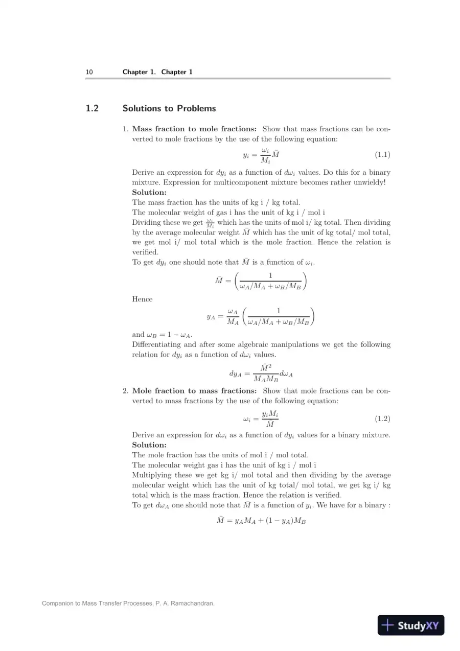 Solution Manual for Mass Transfer Processes: Modeling, Computations, and Design, 1st Edition, page 10