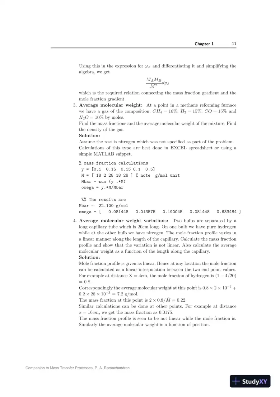 Solution Manual for Mass Transfer Processes: Modeling, Computations, and Design, 1st Edition, page 11