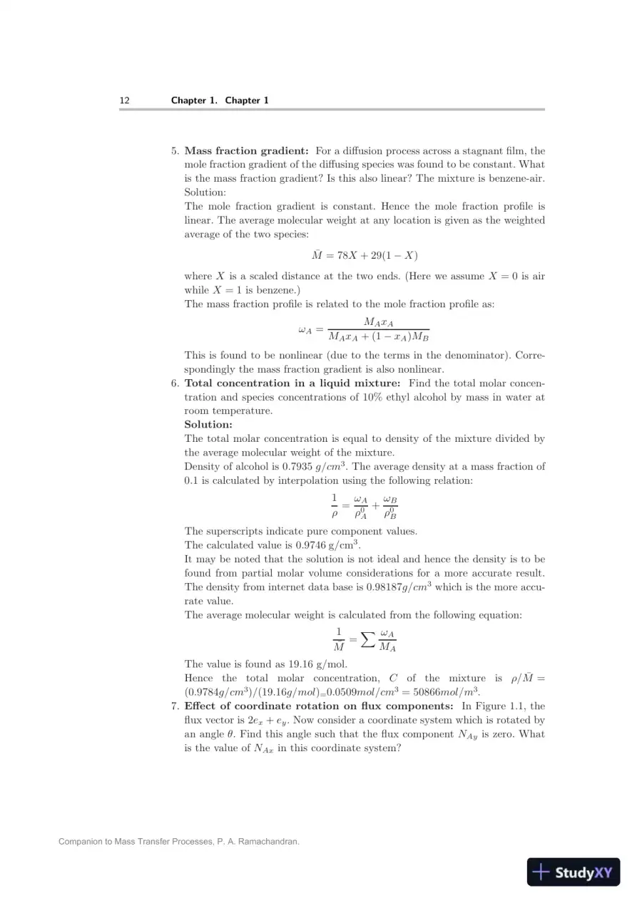 Solution Manual for Mass Transfer Processes: Modeling, Computations, and Design, 1st Edition, page 12