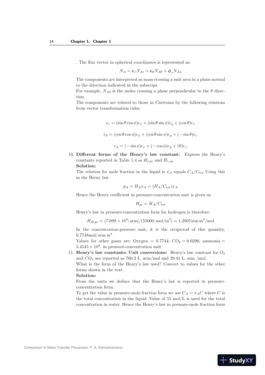 Solution Manual for Mass Transfer Processes: Modeling, Computations, and Design, 1st Edition, page 14