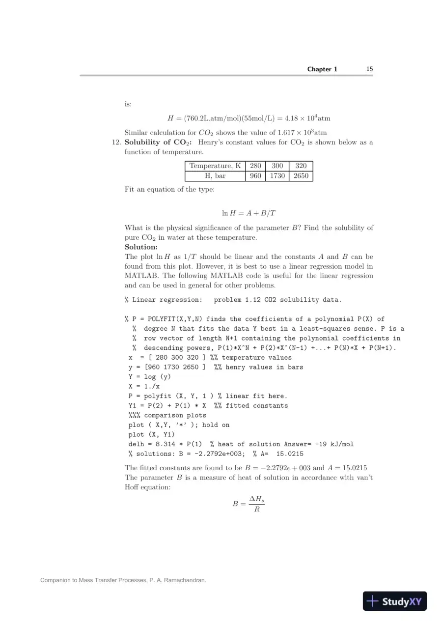 Solution Manual for Mass Transfer Processes: Modeling, Computations, and Design, 1st Edition, page 15