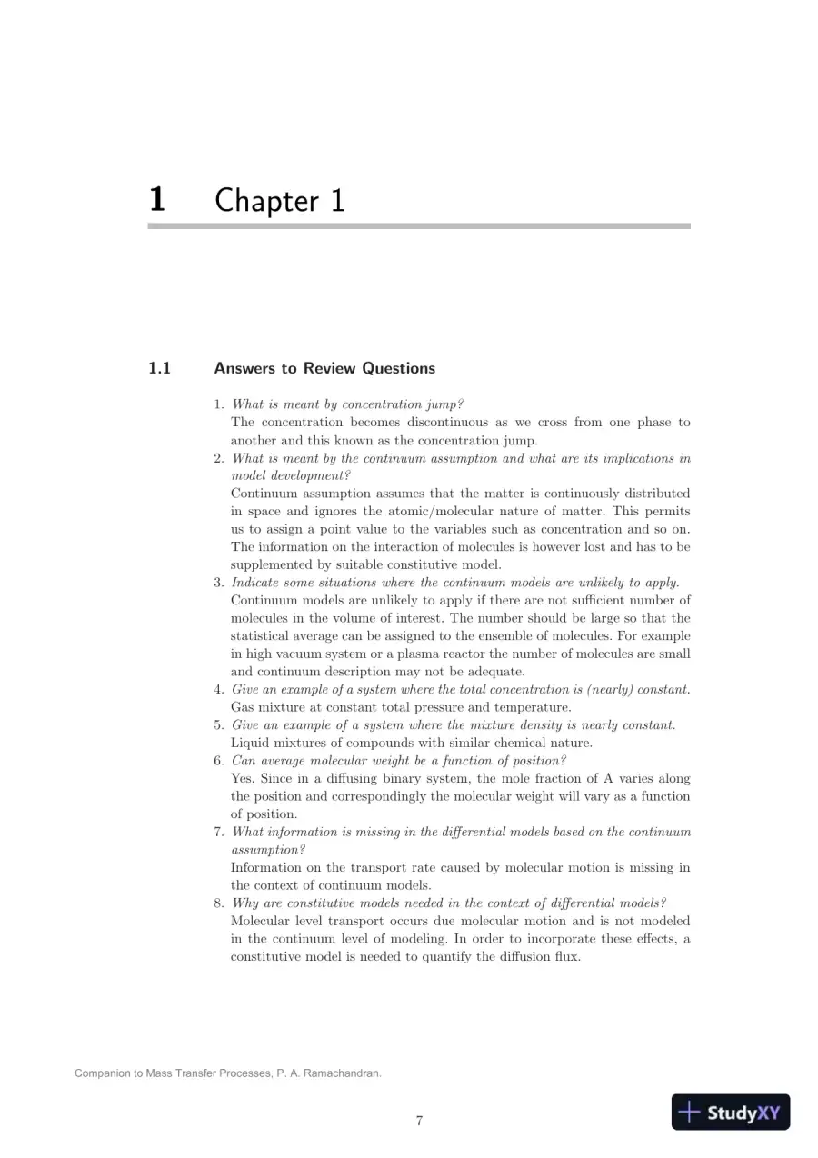 Solution Manual for Mass Transfer Processes: Modeling, Computations, and Design, 1st Edition, page 7
