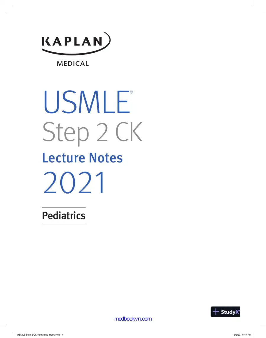 USMLE Step 2 CK Lecture Notes 2021: Pediatrics (2020), page 3