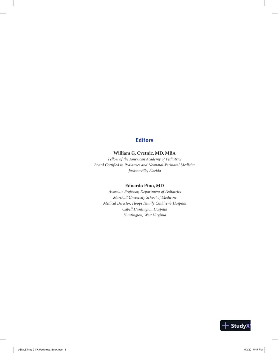 USMLE Step 2 CK Lecture Notes 2021: Pediatrics (2020), page 5