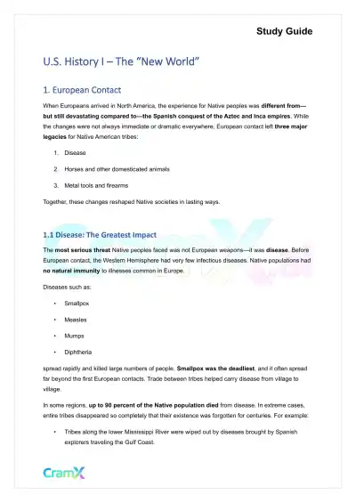 U.S. History I - The New World - Page 1 preview image