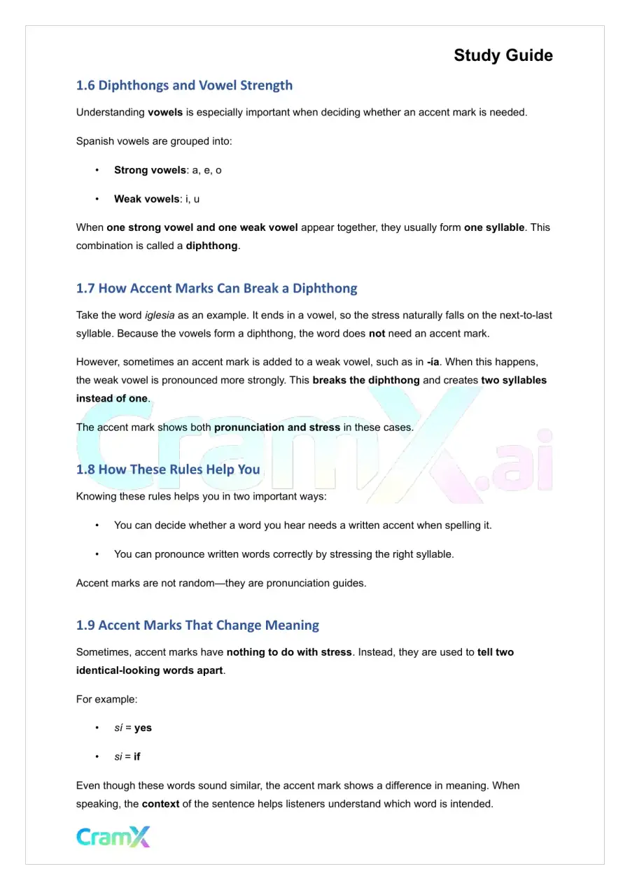 Spanish II - Spelling and Pronunciation, page 3
