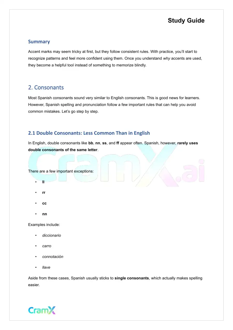 Spanish II - Spelling and Pronunciation, page 4