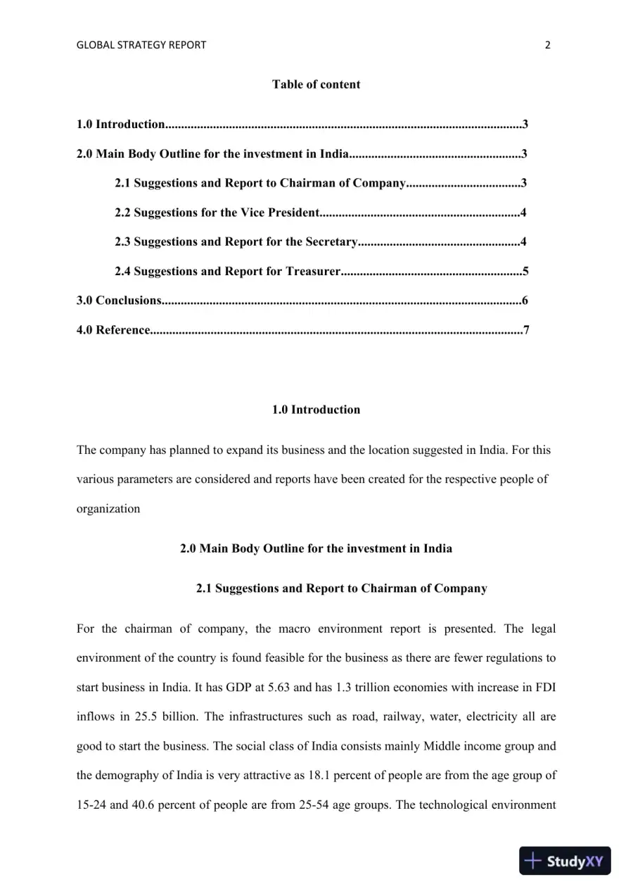 Global Strategy Report: Strategic Analysis and Recommendations for Expanding Business into the Indian Market, page 3