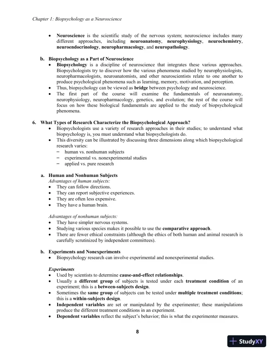 Lecture Notes For Biopsychology, 9th Edition, page 10