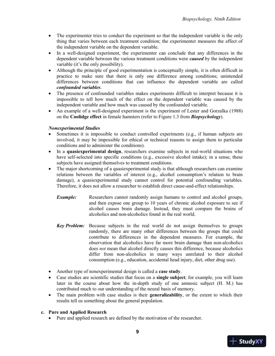 Lecture Notes For Biopsychology, 9th Edition, page 11