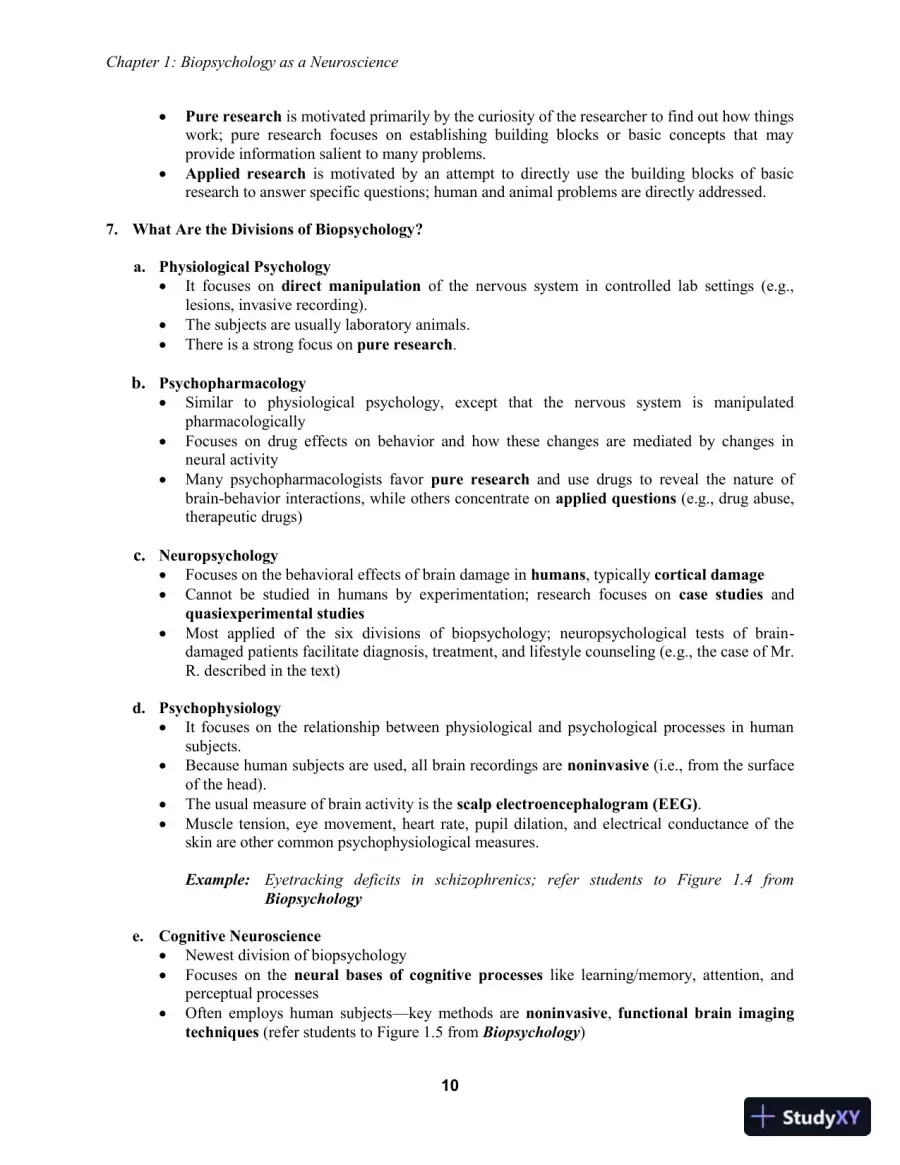 Lecture Notes For Biopsychology, 9th Edition, page 12