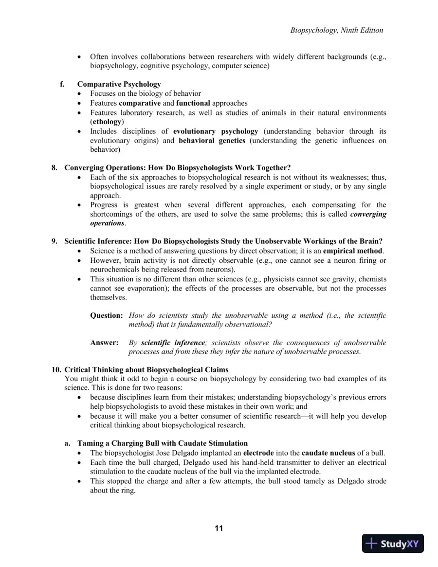 Lecture Notes For Biopsychology, 9th Edition, page 13