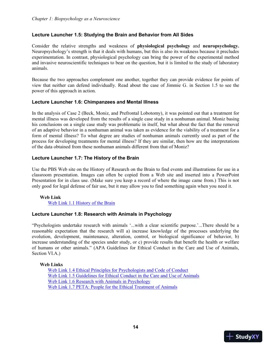 Lecture Notes For Biopsychology, 9th Edition, page 16