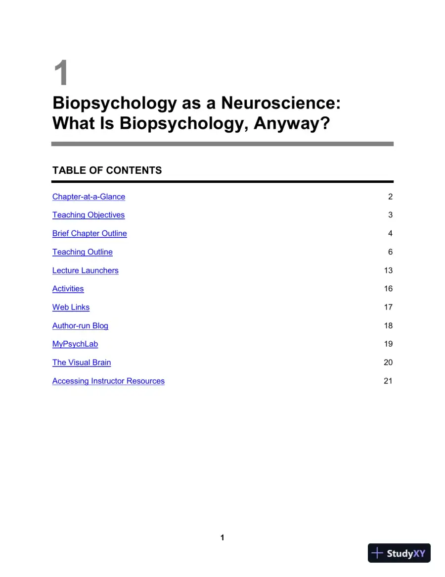 Lecture Notes For Biopsychology, 9th Edition, page 3