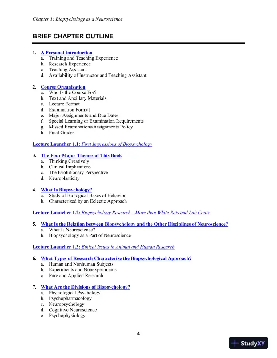 Lecture Notes For Biopsychology, 9th Edition, page 6