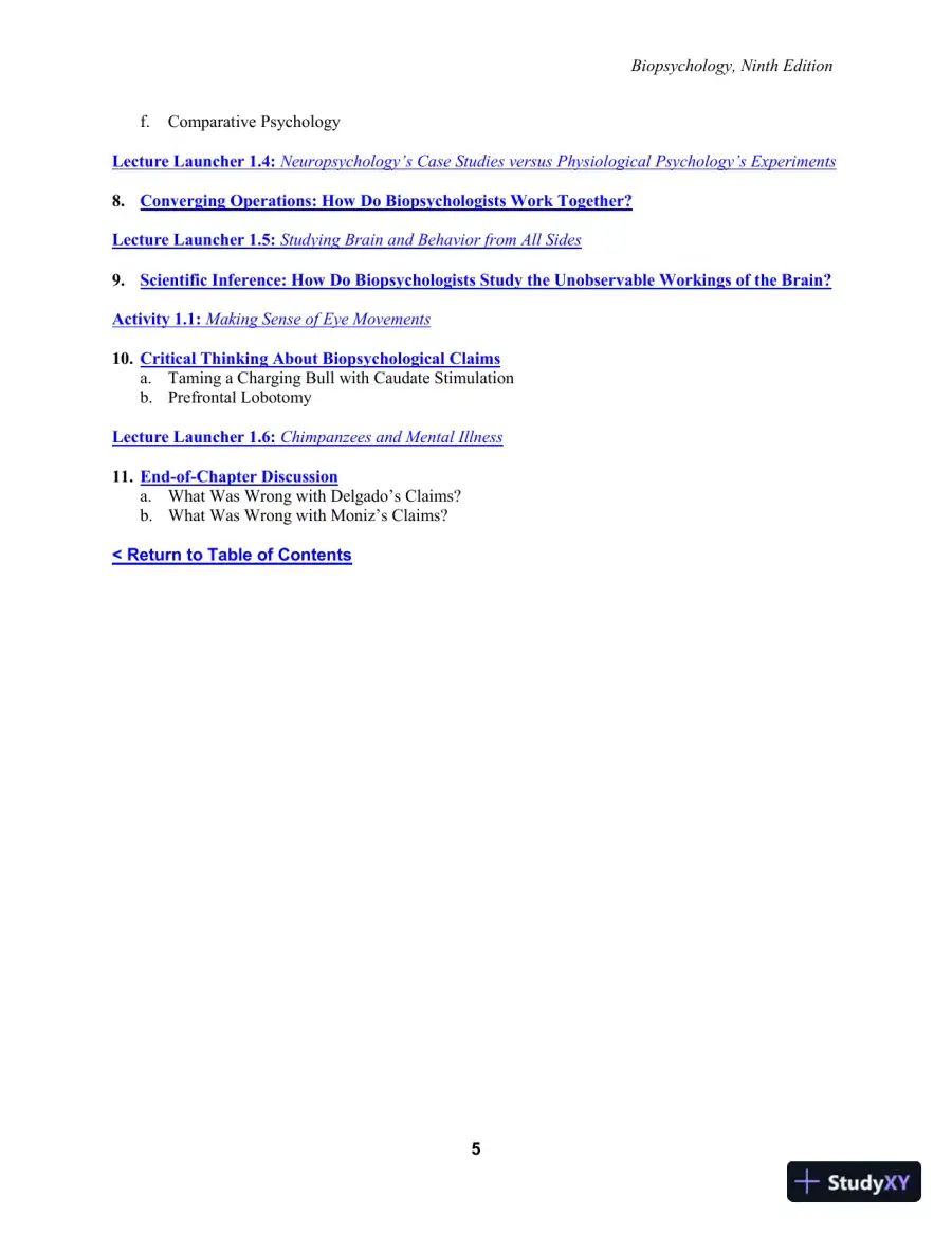 Lecture Notes For Biopsychology, 9th Edition, page 7