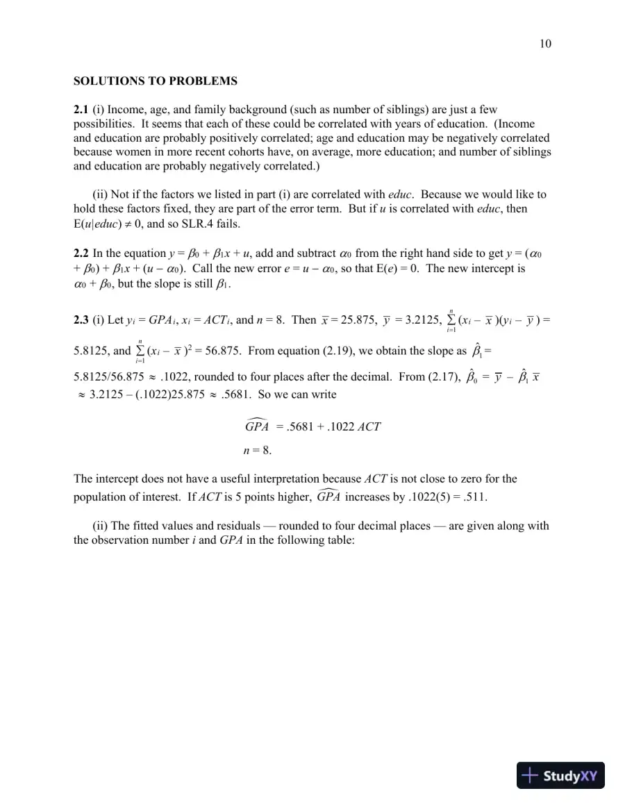 Solution Manual For Introductory Econometrics: A Modern Approach, 6th Edition, page 11