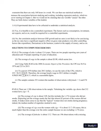 Solution Manual For Introductory Econometrics: A Modern Approach, 6th Edition - Page 5 preview image