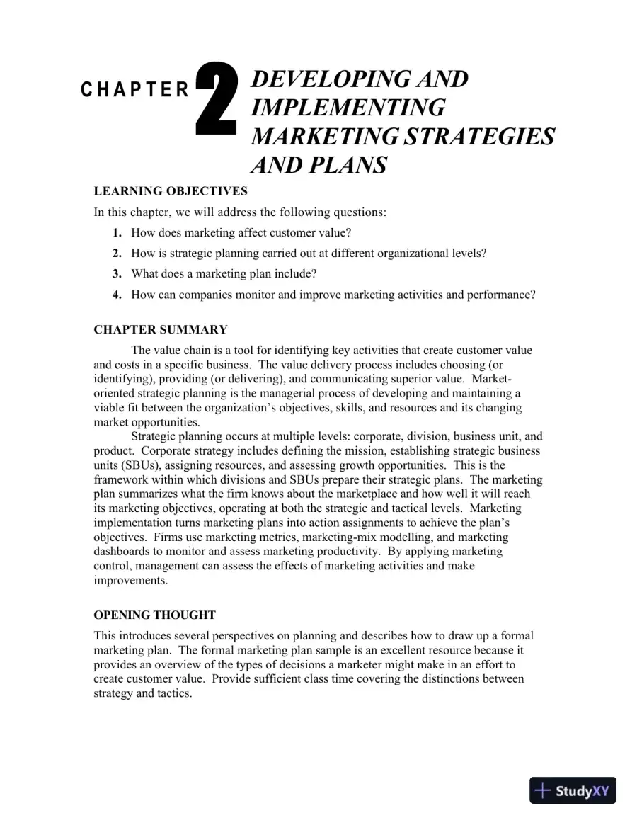 Class Notes for Framework for Marketing Management, 6th Edition, page 10