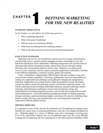 Class Notes for Framework for Marketing Management, 6th Edition - Page 3 preview image
