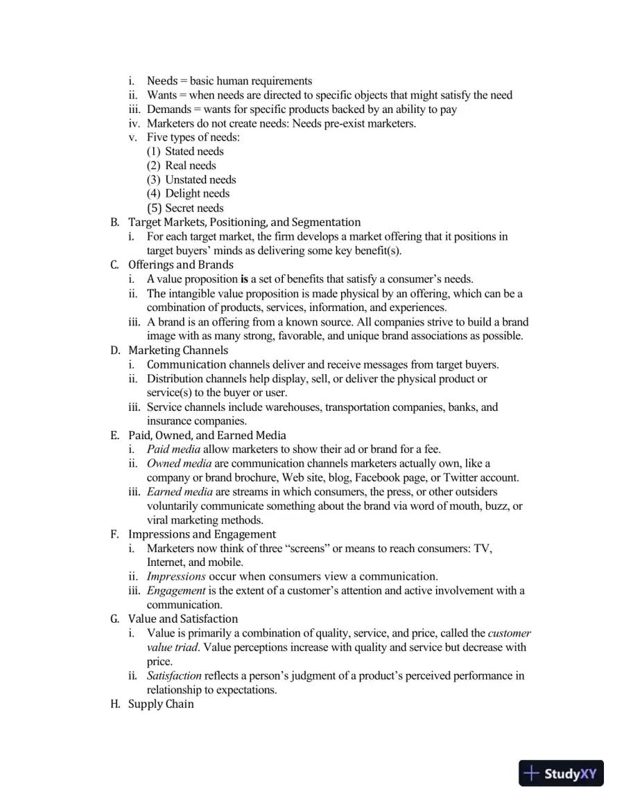 Class Notes for Framework for Marketing Management, 6th Edition, page 6