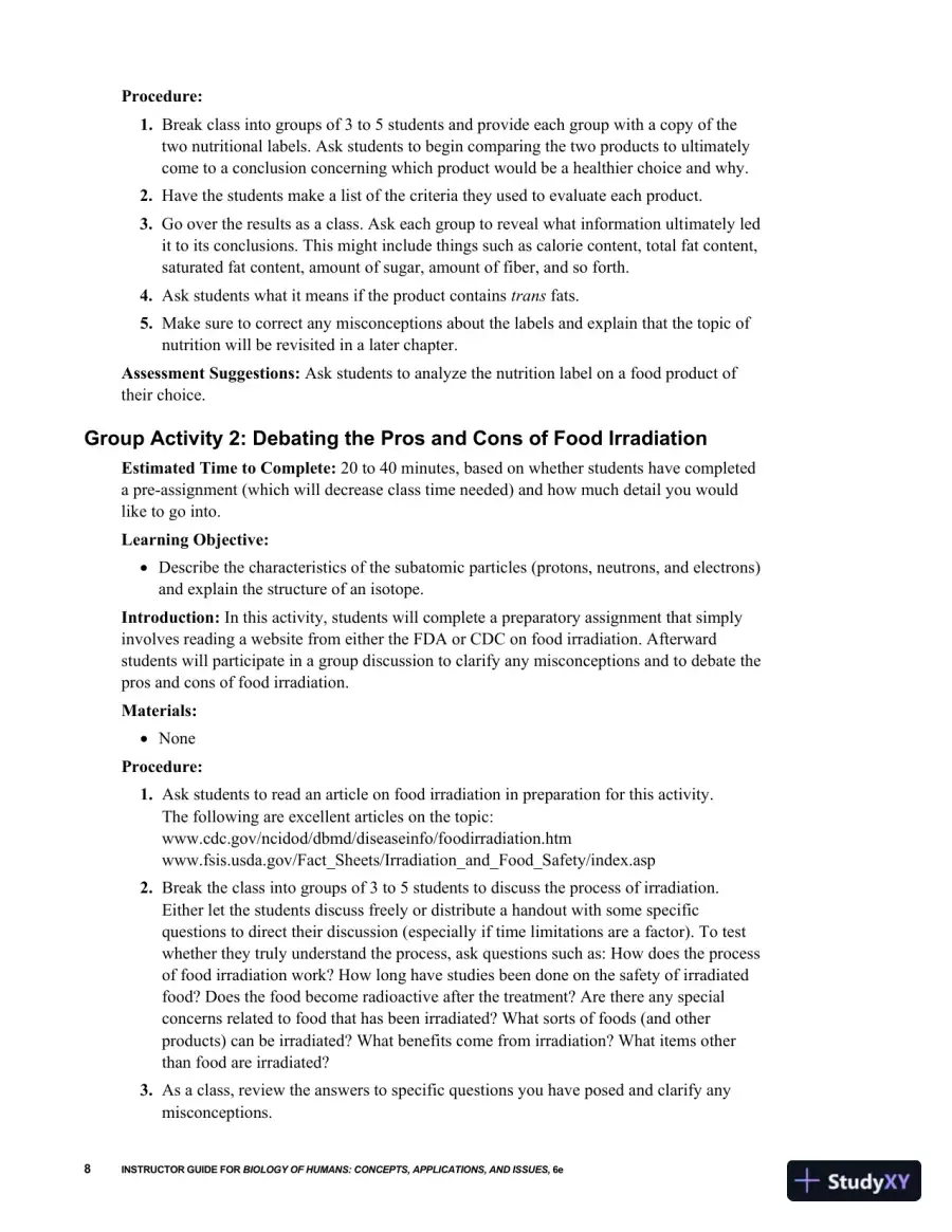 Revision Notes for Biology of Humans Concepts, Applications, and Issues, 6th Edition, page 12