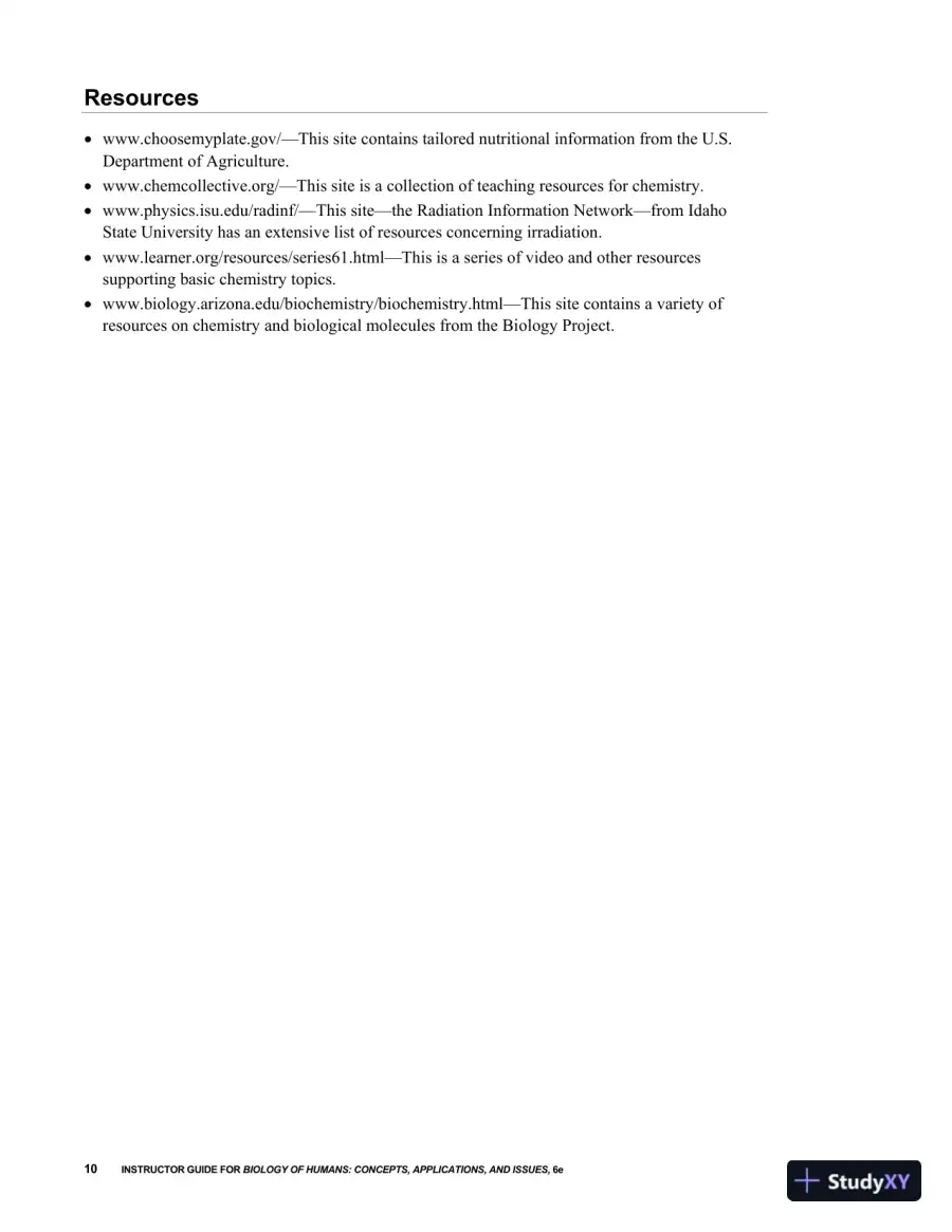 Revision Notes for Biology of Humans Concepts, Applications, and Issues, 6th Edition, page 14
