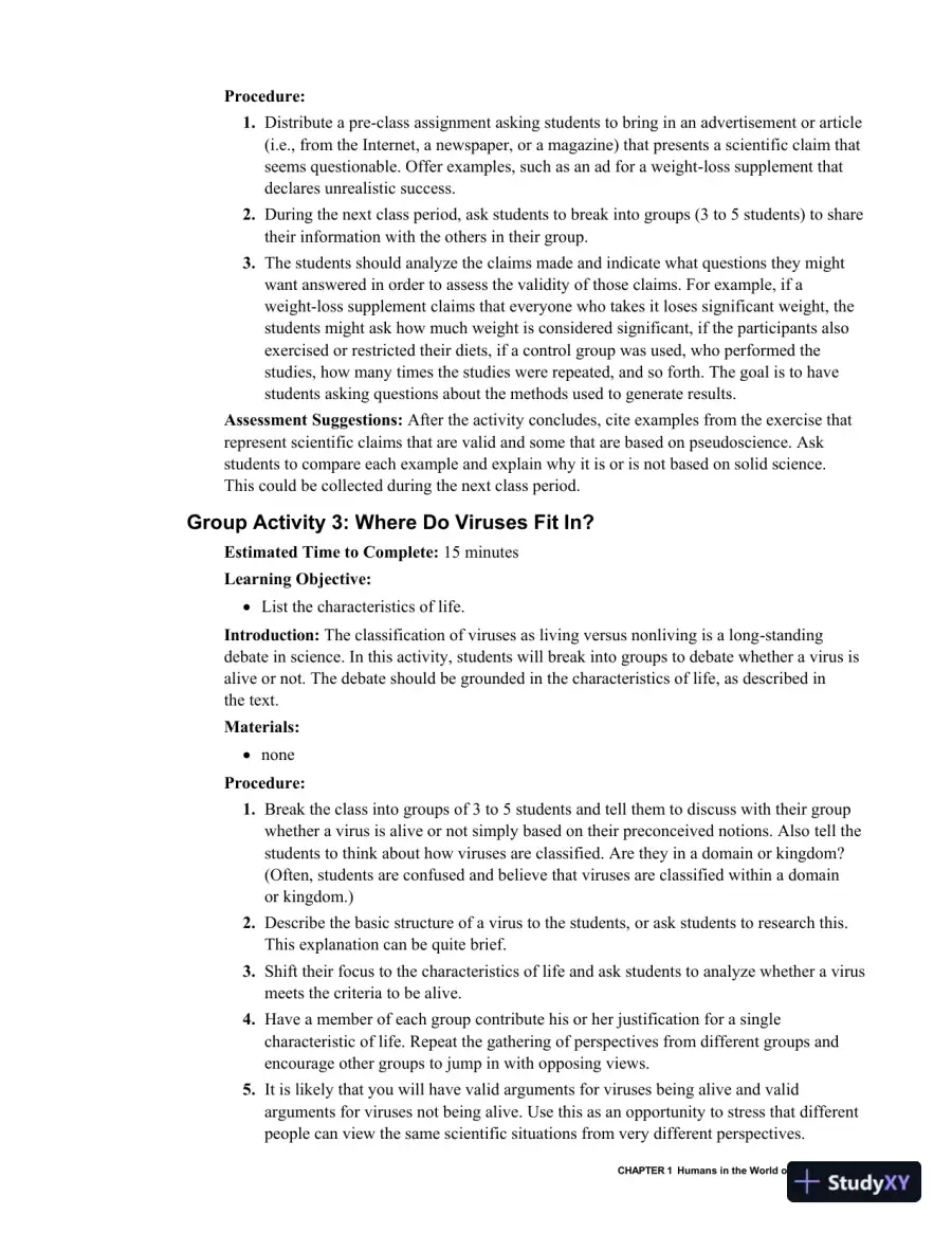 Revision Notes for Biology of Humans Concepts, Applications, and Issues, 6th Edition, page 7