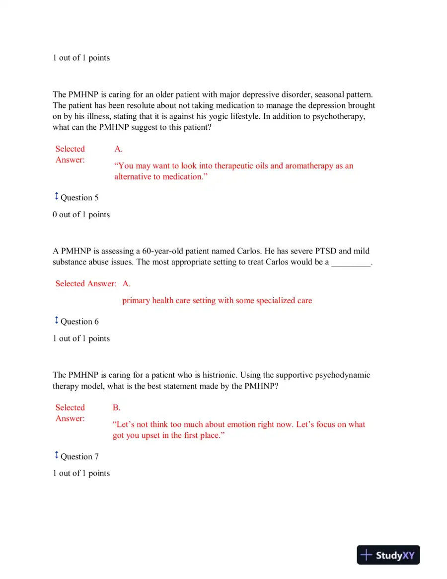 NURS6640 Mental Health Final Exam With Answers (75 Solved Questions), page 3