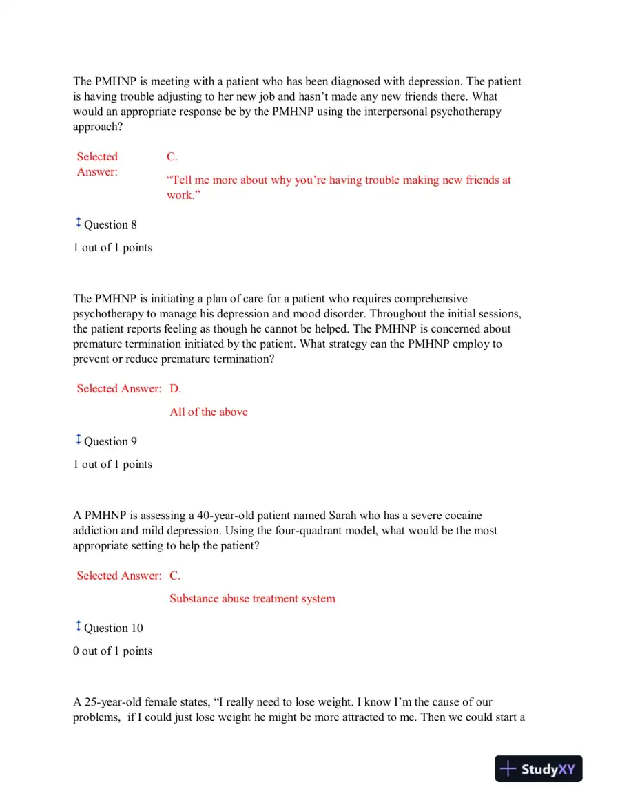 NURS6640 Mental Health Final Exam With Answers (75 Solved Questions), page 4
