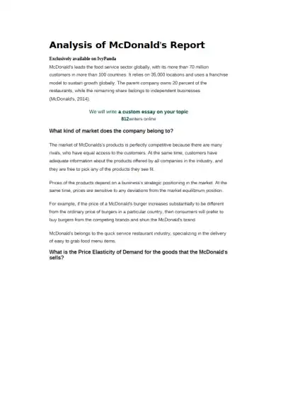 Analysis of McDonald - Page 1 preview image