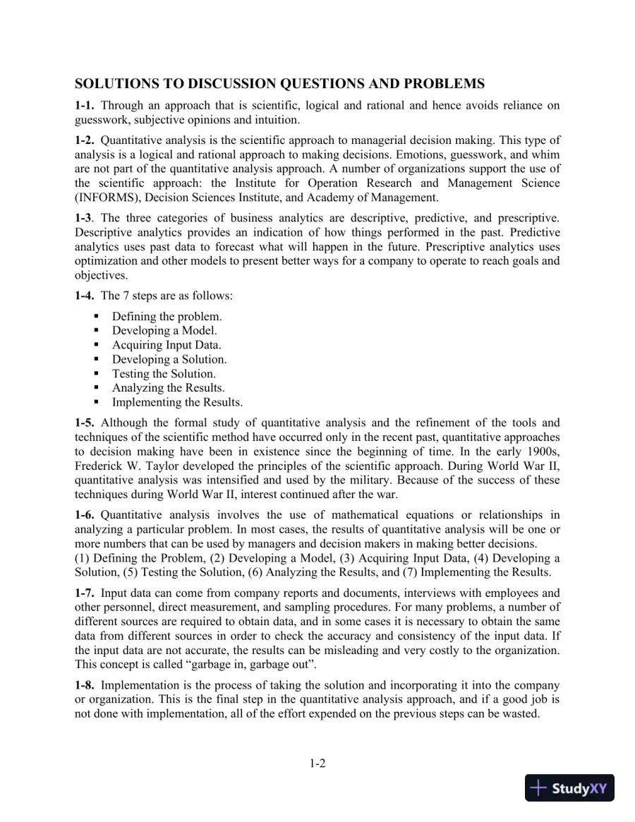 Quantitative Analysis for Management, Global 13th Edition Solution Manual, page 3