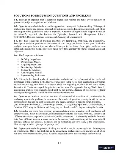 Quantitative Analysis for Management, Global 13th Edition Solution Manual - Page 3 preview image