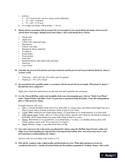 Medical Nutrition Therapy: A Case-Study Approach , 5th Edition Solution Manual - Page 5 preview image