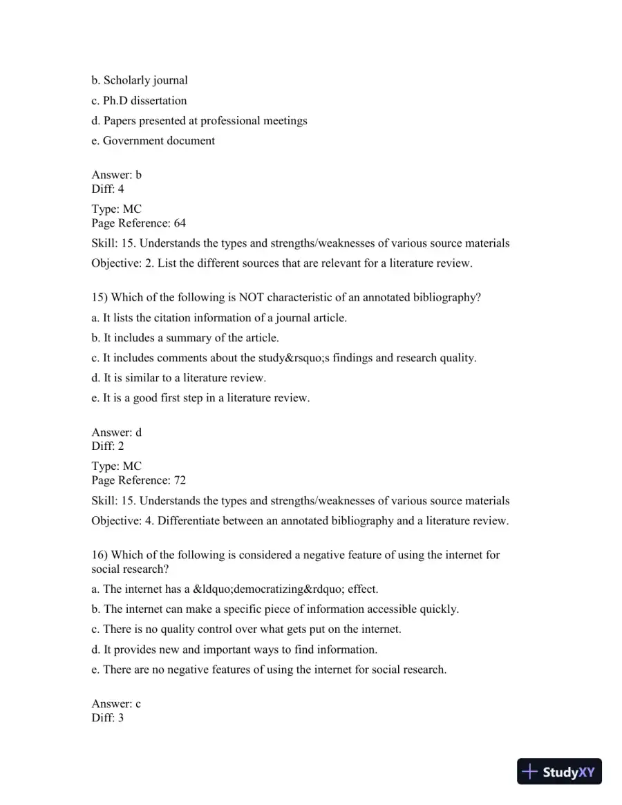 Basics Of Social Research, Fourth Canadian Edition Test Bank, page 10