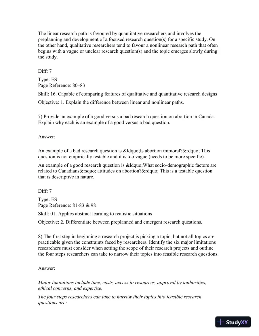 Basics Of Social Research, Fourth Canadian Edition Test Bank, page 28