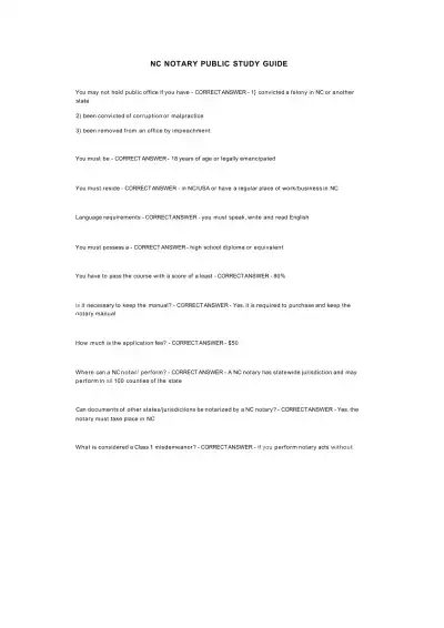 NC NOTARY PUBLIC STUDY GUIDE 2024 - Page 1 preview image