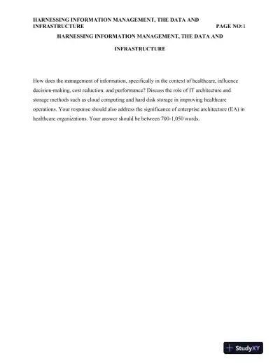 Harnessing Information Management, The Data and Infrastructure - Page 1 preview image