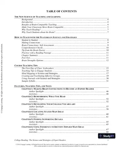 College Reading : The Science And Strategies Of Expert Readers, 1st Edition Class Notes - Page 1 preview image