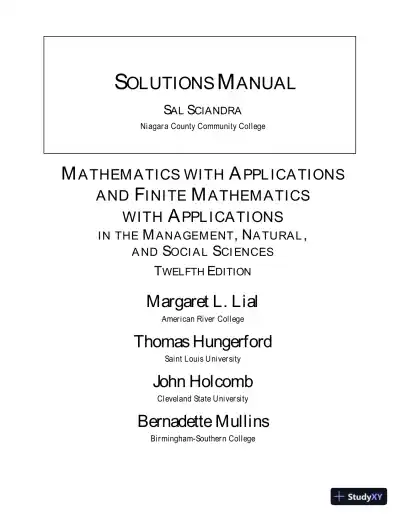 Solution Manual for Finite Mathematics with Applications In the Management, Natural, and Social Sciences, 12th Edition - Page 1 preview image
