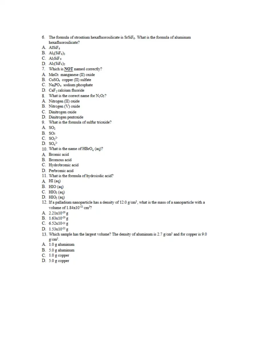ACS Final Exam Practice Questions, page 2